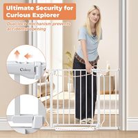 Barrière de sécurité pour bébé sans perçage, 28 pouces, fermeture automatique, pour portes et escaliers intérieurs, réglable, en métal revêtu, compatible poussette, pour animaux domestiques/enfants