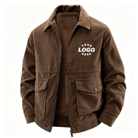 Veste en velours côtelé lourd 800 g/m² avec logo personnalisé |   Haut décontracté vintage à col chaud |   Manteau de travail haut de gamme pour homme, automne-hiver