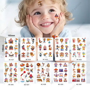 Adesivo del tatuaggio per bambini cartoni animati del Clown del circo magico per bambini adesivo del tatuaggio del fumetto temporaneo impermeabile - Product Image 2