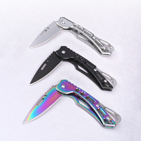 Facile à transporter en plein air EDC Camping poche survie Multitool couteau en acier inoxydable petit pliant coupe-fruits porte-clés couteau