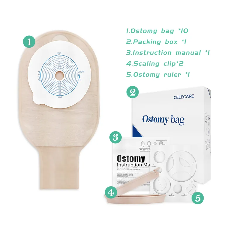 High Quality Medical Consumables Disposable Colostomy Bag One-Piece Ostomy Bags Easy to Use Ostomy Ileostomy