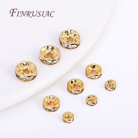 Lot de 50 perles rondelles en zircon plaqué or 18 carats de 4/6/8 mm pour la fabrication de bracelets, perles intercalaires lâches, accessoires