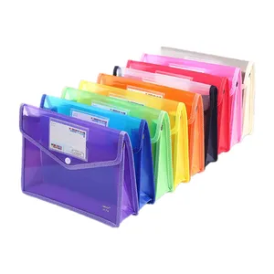 A3 A4 A5 FC Plastic File Folders Colorful Envelope Expanding File Wallet Organizer Documents Folder with Snap Closure and Pocket