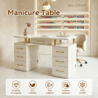 Table de manucure TURRI avec tiroirs de rangement et aspirateur à poussière intégré, résistance à l'acétone, équipement de luxe pour les ongles