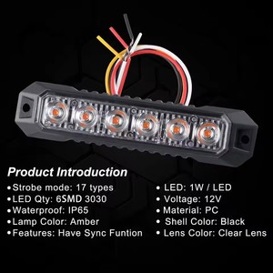 <span class=keywords><strong>Lampe</strong></span> stroboscopique d'avertissement à 6 LED clignotantes pour voiture, mini feux de calandre LED synchronisés, balise d'urgence, avertissement de danger - Product Image 2