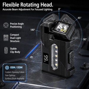 WOSEN Lampe de travail LED intelligente magnétique portable 180 °   Lampe de signalisation d'urgence rotative à clipser, lampe torche LED rechargeable - Product Image 5
