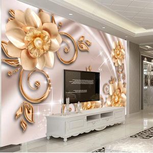 Papier peint personnalisé 3D, motif floral en relief, peinture décorative murale - hd400x280 - Product Image 3
