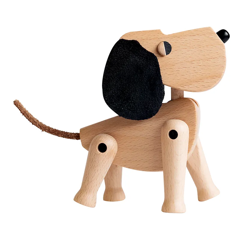 नॉर्डिक लकड़ी के शिल्प कुत्ते के उपहार कठपुतली पशु खिलौने रचनात्मक सजावट साल पेंडुलम