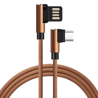 Câble de charge rapide 3A personnalisé en nylon coloré de 1 m USB vers Type C à angle droit 90 degrés pour téléphones iPhone et Android