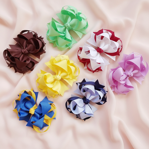 Lazos de cinta de grogrén sólidos de 4.5 pulgadas para niñas, con pinzas de cocodrilo, accesorios para el cabello para bebés. - Product Image 2