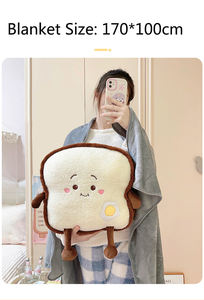 Coussin en peluche Kawaii en forme de pain grillé de bonne qualité, blanc, 35x40cm, unisexe, en coton doux et rembourré pour canapé ou <span class=keywords><strong>chaise</strong></span> - Product Image 6