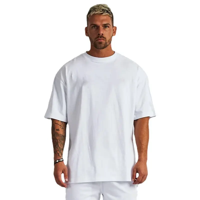 느슨한 라운드 넥 드롭 숄더 반소매 티셔츠 남성용 고품질 빈 사용자 정의 그래픽 남여 공용 헤비급 티셔츠