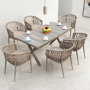 Set Moderno di Tavolo e Sedie Impilabili con Telaio in Alluminio, <span class=keywords><strong>Mobili</strong></span> Imbottiti <span class=keywords><strong>per</strong></span> Esterni, Giardino, Patio, <span class=keywords><strong>Balcone</strong></span>, <span class=keywords><strong>per</strong></span> Hotel - Product Image 3