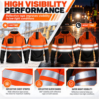 Sweat-shirt de sécurité haute visibilité, vêtement de travail, à capuche, réfléchissant, manches longues, fermeture éclair sur la poitrine, poche kangourou, cordon de serrage pour le personnel d'entrepôt