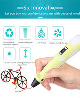 Pena 3D dengan Layar LCD Bahan PLA/ABS/PETG Lebar Tulisan 0.7mm untuk Anak-anak Set Pencetakan 3D