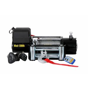 Cabrestante Eléctrico de 12000 Lb con Cable de Acero de 12V y Control Remoto Inalámbrico para Recuperación de Vehículos y Uso Todoterreno - Product Image 1