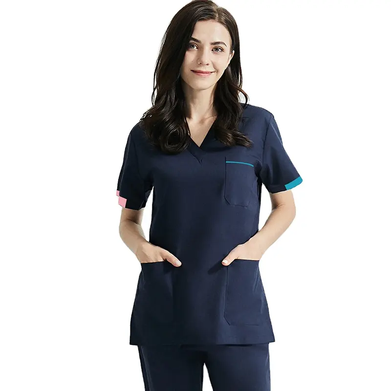 Medical Nursing Hospital Uniform Black Elastic nursing uniform scrubs Scrubs Sets Stretch Uniform doctor costume