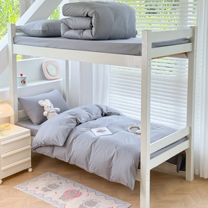 Ensemble de literie 3 pièces 100% coton de couleur unie AB-Sided pour lit simple-Essentiels de dortoir scolaire - Product Image 4