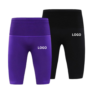 Shorts de yoga sans couture taille haute XL, style européen et américain, pour le sport, la course et le fitness, shorts moulants transfrontaliers, couleur contrastée, couleur unie - Product Image 5