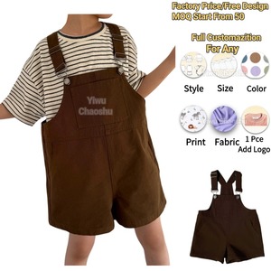 Shorts cargo à bretelles pour bébés et jeunes enfants, 100% coton, <span class=keywords><strong>avec</strong></span> poches, style mode été, personnalisables en usine, faible MOQ - Product Image 1