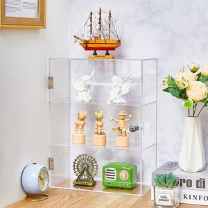 Vitrine en acrylique avec portes verrouillables, 3 niveaux, transparente, pour <span class=keywords><strong>magasin</strong></span> de détail - Product Image 1