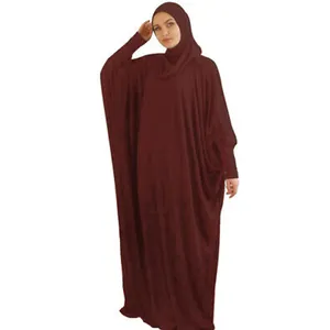 2024 toptan mütevazı renkli tek parça namaz elbise kadınlar müslüman uzun elbise jilislami başörtüsü Kaftan havai