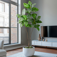 Arbre Bonsaï Artificiel Décoratif d'Intérieur Réaliste de 183 cm de Haut, Feuilles Vertes Artificielles en Pot pour Mariage, Style Simulation