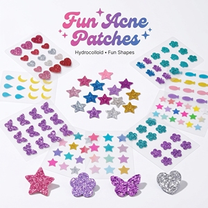 Patchs anti-acné personnalisés en forme d'étoile noire colorée et mignonne, patchs anti-boutons scintillants amusants avec acide salicylique pour le <span class=keywords><strong>visage</strong></span> - Product Image 5