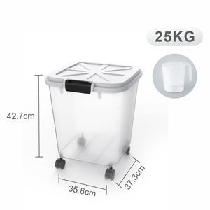 Dispensador de almacenamiento de alimentos para gatos y mascotas, contenedor de almacenamiento de granos para la cocina del hogar, Cubo de arroz sellado a prueba de humedad, 25KG - Product Image 6