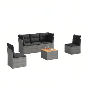 Ensemble de canapés de jardin en rotin gris moderne, 4 places, modulaire, mobilier d'extérieur, design contemporain - Product Image 1