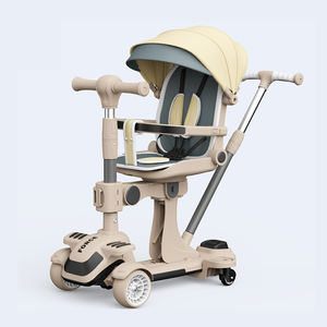 Trottinette multifonctionnelle 6 en 1 pliable en alliage d'aluminium et plastique, poussette pour bébé, trottinette à pousser, hauteur de la poignée réglable pour les enfants - Product Image 2