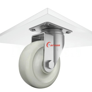 Medium Wit <span class=keywords><strong>Nylon</strong></span> Wiel Platte Bodem Hand Push Sleepkar Universeel Industrieel <span class=keywords><strong>Nylon</strong></span> Wiel Met Activiteit Caster Wielen - Product Image 3