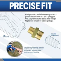 Laiton M22-14mm mâle 3/8 1/4 filetage tuyau externe raccord de mamelon hexagonal 4500 PSI nettoyeur haute pression adaptateur d'accouplement outil de nettoyage de voiture