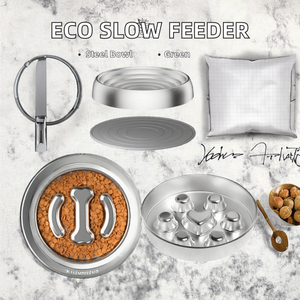 Rutsch feste Anti-Klopf-Hunde-und Katzen schale mit großer Kapazität Massiver Edelstahl Slow Food Dish Flaschenform für reisende Haustiere - Product Image 2