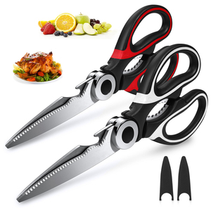 Heavy-Duty Stainless Steel <b>Kitchen</b> Scissors with Protective Cover Household Chicken Shears Plastic Handle <b>Accessory</b> - Product Image 1