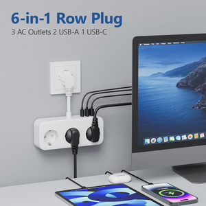Jingmin pe3a2u1c EU cắm điện dải với 3 AC cửa hàng 2 USB một 1 USB-C cổng 3840W nhanh phí IP40 tiêu chuẩn nền tảng - Product Image 6