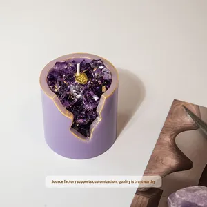 Vente chaude cire de soja à la main 100% bougie en cristal d'aromathérapie naturelle violet <span class=keywords><strong>Orange</strong></span> vert ornements décoratifs <span class=keywords><strong>bougies</strong></span> parfumées - Product Image 3