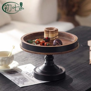 Juego de bandejas decorativas de madera rústica, 2 piezas, bandeja redonda para frutas, bandeja de almacenamiento para la entrada, decoración del hogar - Product Image 4