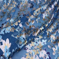 Penjualan Panas Kain Opal Sutra Biru Elegan Ramah Lingkungan dengan Motif Bunga yang Menarik untuk Pria Wanita Rok Kemeja Celana Pakaian