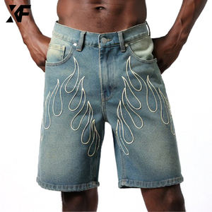 شورت جينز رجالي أصلي من XUFEI بتصميم مخصص، ملابس الشارع، 100% قطن، فضفاض مع تطريز وغسيل حمضي، شورت جينز للرجال - Product Image 1
