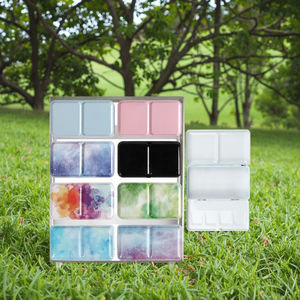 Fondo piatto in metallo rettangolari scatola di vernice acquerello scatola di latta pieghevole per mezze padelle vuota Aquarell scatola di latta - Product Image 3