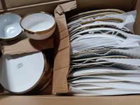 Chaoda Vente en Gros Vaisselle en Céramique Porcelaine Blanc Doré Vendue par Carton par Tonne Modèles Assortis Prix Bas
