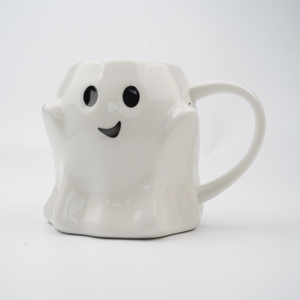 Tasses à café en porcelaine faites à la main, créatives, originales, fantaisie, à thème de dessin animé fantôme, de marque Jiusi, sûres pour les aliments, très vendues pour Halloween - Product Image 4