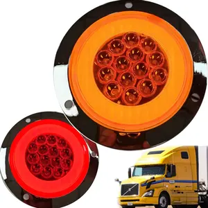 4 Inch Ronde Lubes Led Para Camiones Chroom Strobe Truck Oplegger 4 "Led Stop Draai Achterlicht Rood Amber Achterlicht Drl Ring