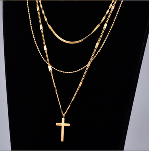 종교 기독교 믿음 예수 십자가 보석 스테인레스 스틸 도금 18K 골드 크로스 목걸이 여성 남성 - Product Image 5