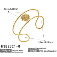 Bracelet ouvert N&S à trois couches en zircon entrelacé pour femme, plaqué or 18 carats, en acier inoxydable, bijoux de mode, vente en gros