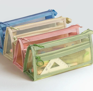 Transparent Mesh Pencil Case Zipper Closure-High Capacity Dirt-Resistant. Minimalist 'Ins Style' Stationery <b>Bag</b> for Students - Product Image 3