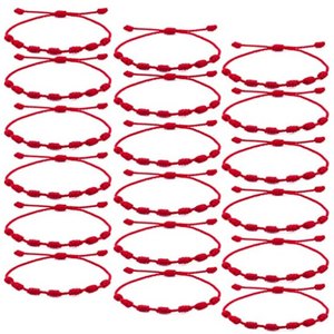 Vòng tay may mắn dây đỏ bán chạy với 7 nút - Vòng tay đôi dệt tay đơn giản & độc đáo, có thể điều chỉnh, bán sỉ - Product Image 1