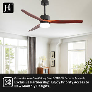 Ventilateur de plafond LED à haut débit d'air, 3 pales en bois massif, ventilateur de plafond LED avec éclairage et télécommande - Product Image 5