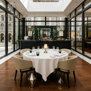 Conjunto de Muebles Modernos y Cómodos de Mesa y Silla de Piedra Sinterizada Cuadrada Semicircular para <span class=keywords><strong>Restaurante</strong></span>, Cafetería o Salón de Té - Product Image 5